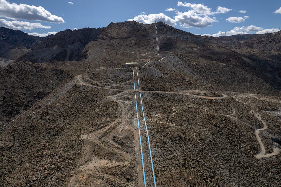 The Colorado River-Tijuana Aqueduct is pictured passing through La Rumorosa in Tecate, Baja California state, Mexico.
