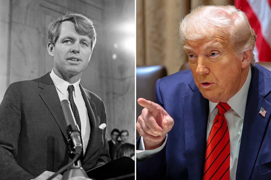 On Friday, President Donald Trump's (r.) administration released a trove of files related to the 1968 assassination of former Senator Robert F. Kennedy (l.)
