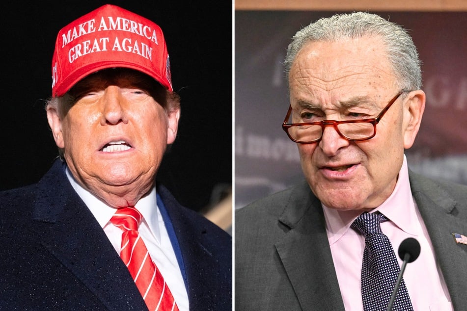 In a recent social media post, Senate Minority Leader Chuck Schumer (r.) criticized President Donald Trump for "folding" on Iran deal.