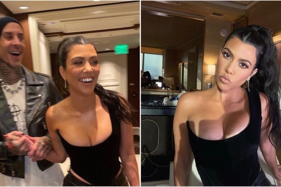 Kourtney Kardashian and Travis Barker have a steamy make out among celeb UFC fans