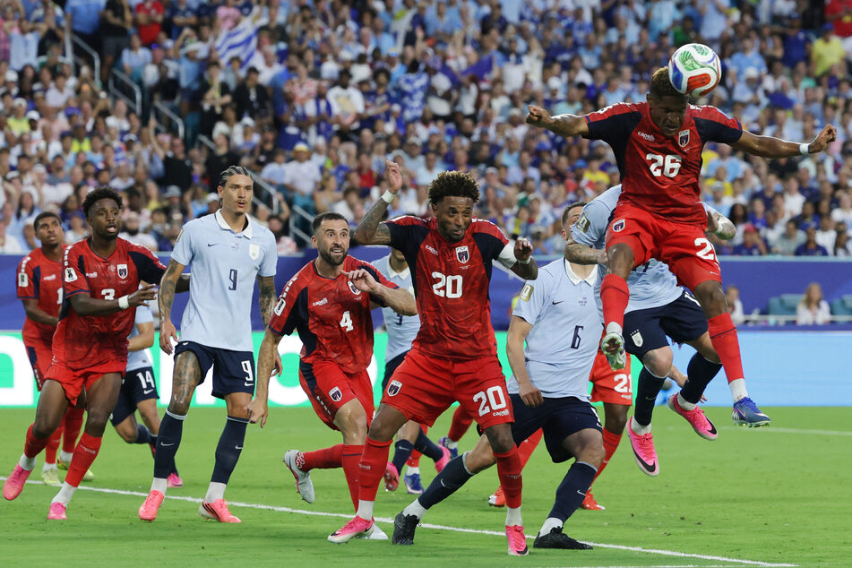 Cape Verde's Helio Varela in action against Uruguay in their World Group H match on June 21, 2026.