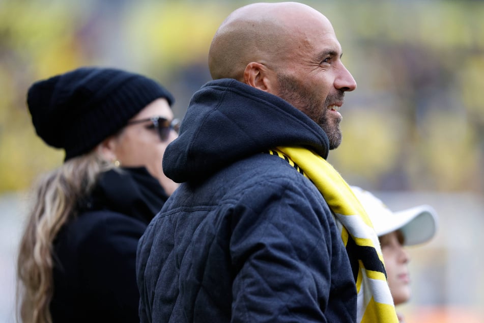 Former player Federico Higuain is honored before a match between the Columbus Crew and Nashville SC on April 2, 2022. He has been accused of "two deliberate acts of physical abuse and sexism against a female official."