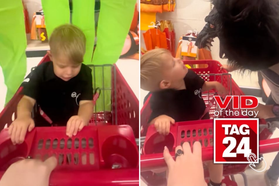 Viral Video of the Day for October 28, 2025: Toddler has hilarious reaction to dad's scary Halloween mask in Target!