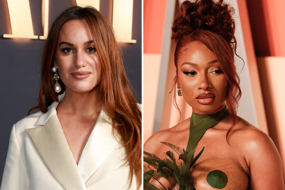 Comedian Hannah Berner (l.) has broken her silence on her controversial interview with Megan Thee Stallion at the 2025 Vanity Fair Oscars Afterparty.