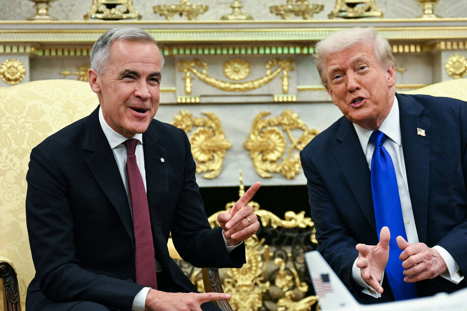 President Donald Trump (r.) and Canadian Prime Minister Mark Carney hailed progress on a trade deal during a White House meeting on Tuesday.