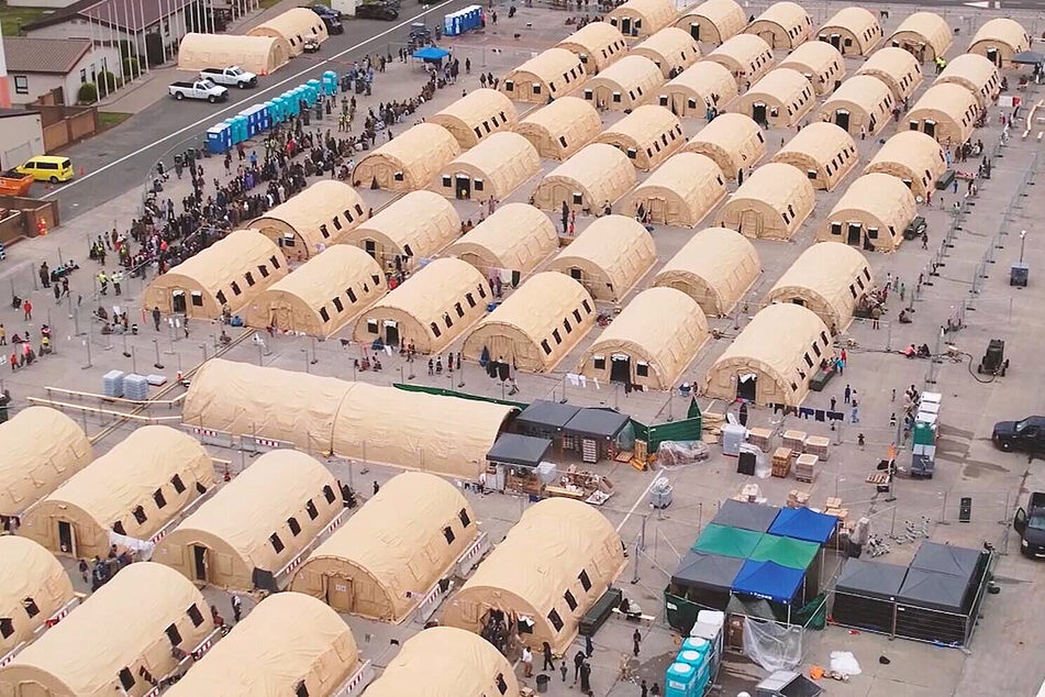 A temporary US base in Afghanistan.