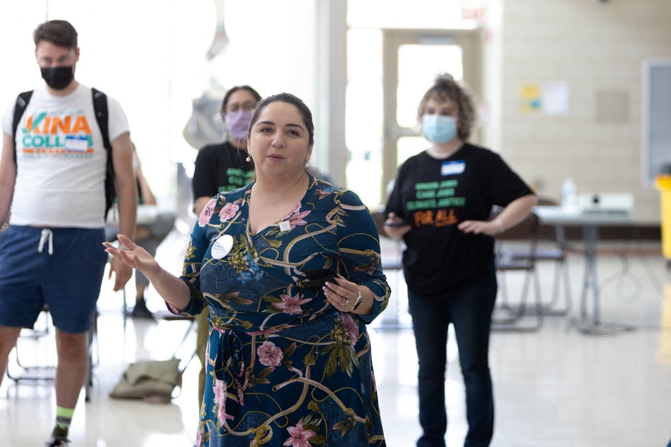Illinois Representative-elect Delia Ramirez speaking at an event in March.