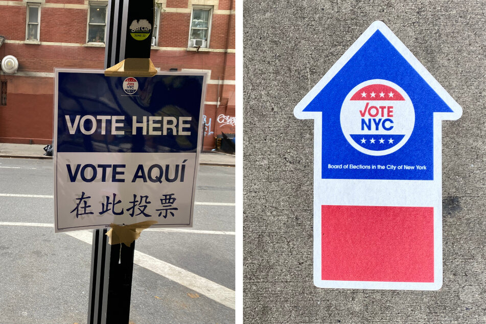 The Election Day voting site at Manhattan Plaza in NYC's Hell's Kitchen saw voters trickling in throughout the day.