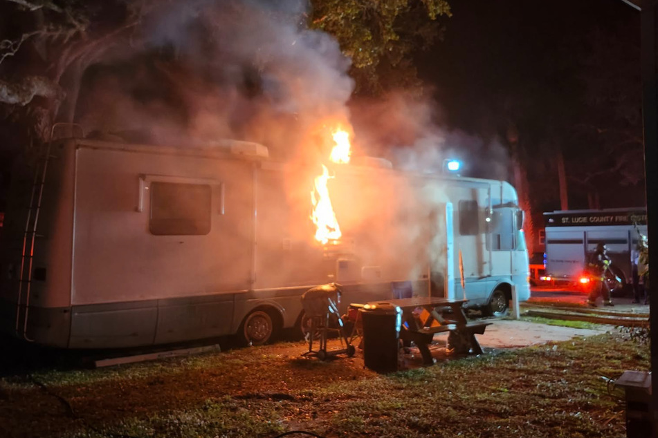 The mobile home burned down almost completely.