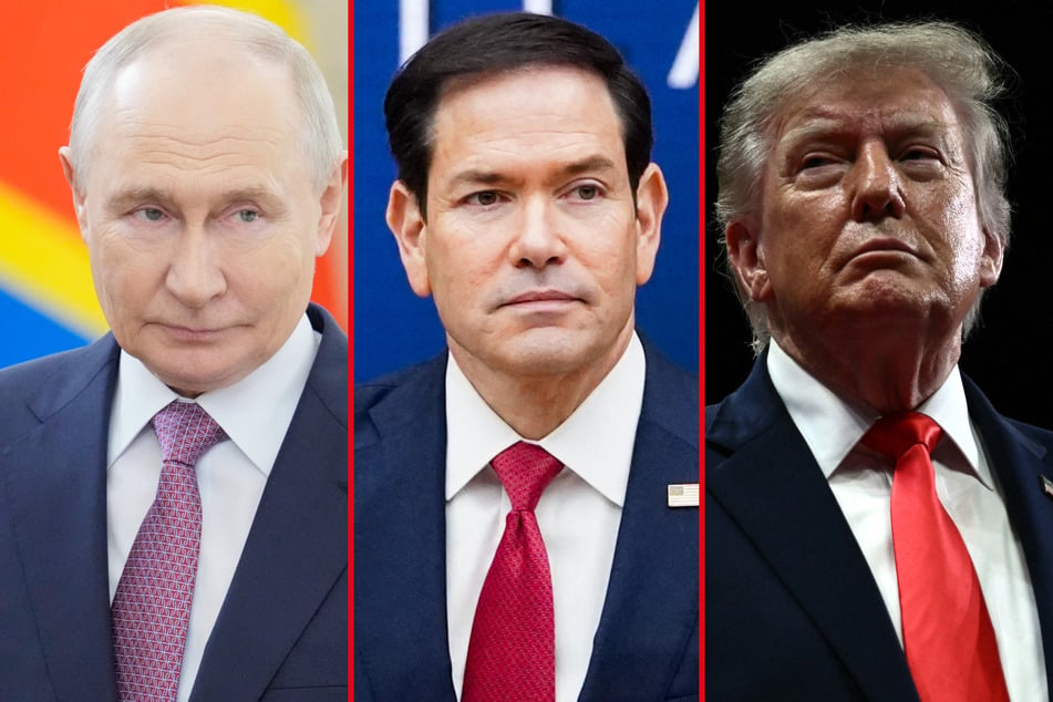 Secretary of State Marco Rubio (c.) revealed that he spoke with his Russian counterpart about arranging talks between Vladimir Putin (l.) and Donald Trump at the APEC summit next month.