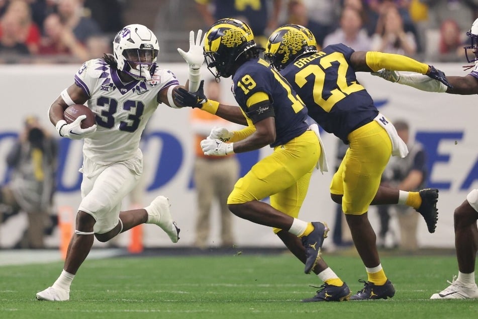 TCU running back Kendre Miller (l) is the latest player added to the Horned Frogs' injury list after suffering an injury to his right leg during the third quarter of the Fiesta Bowl over the weekend.