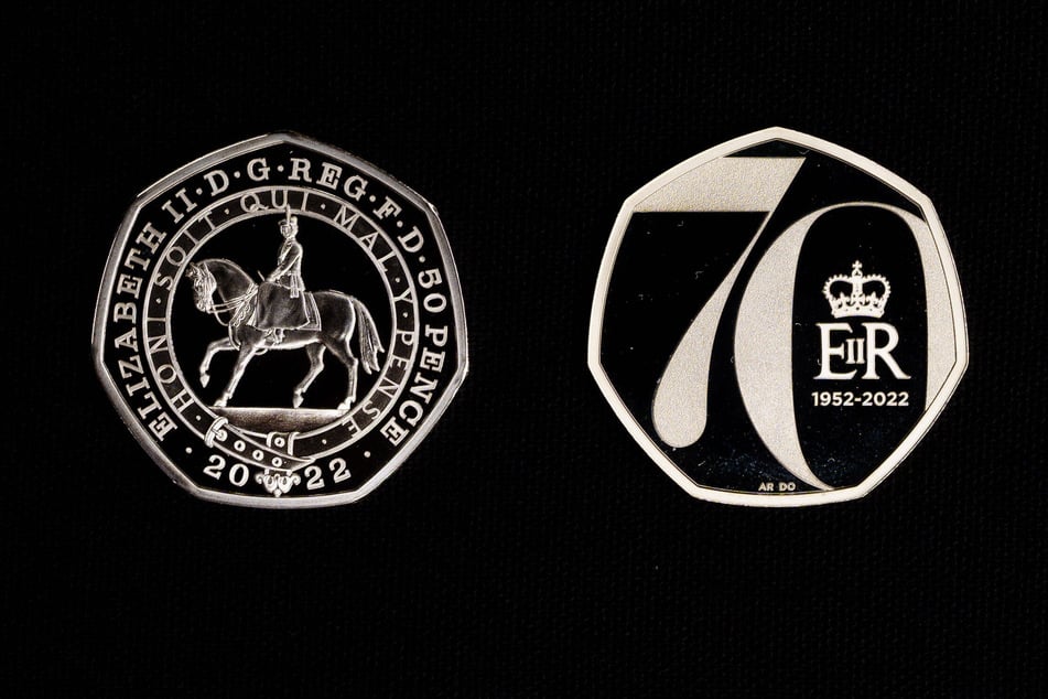 The new 50 pence coin by the Royal Mint, part of the Platinum Jubilee coin collection marking 70 years on the throne for Queen Elizabeth II.