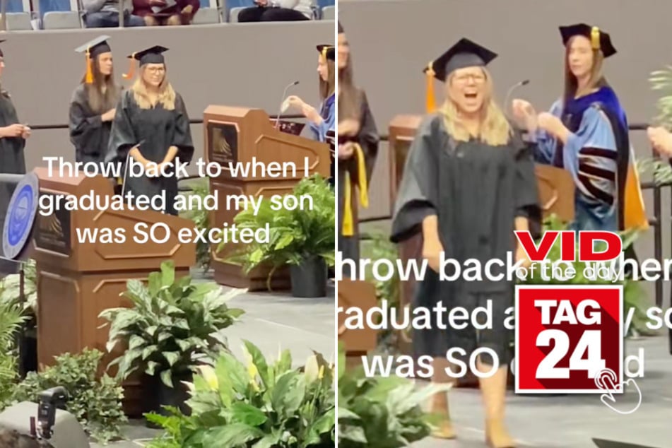 Viral Video of the Day for September 6, 2025: Son steals the show at graduation: "That's my mommy!"