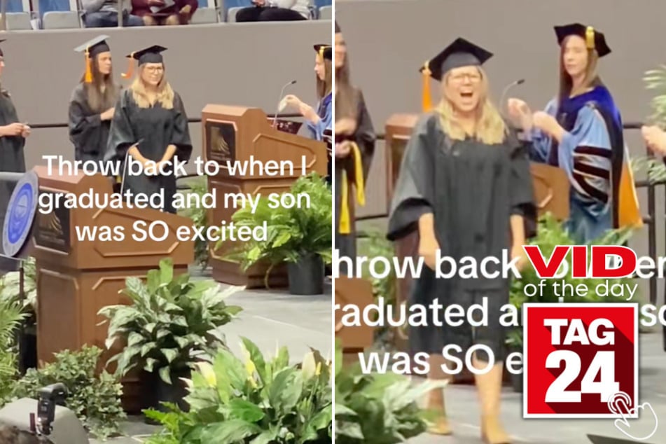This little boy's proud graduation cheer for his mom is melting hearts everywhere!