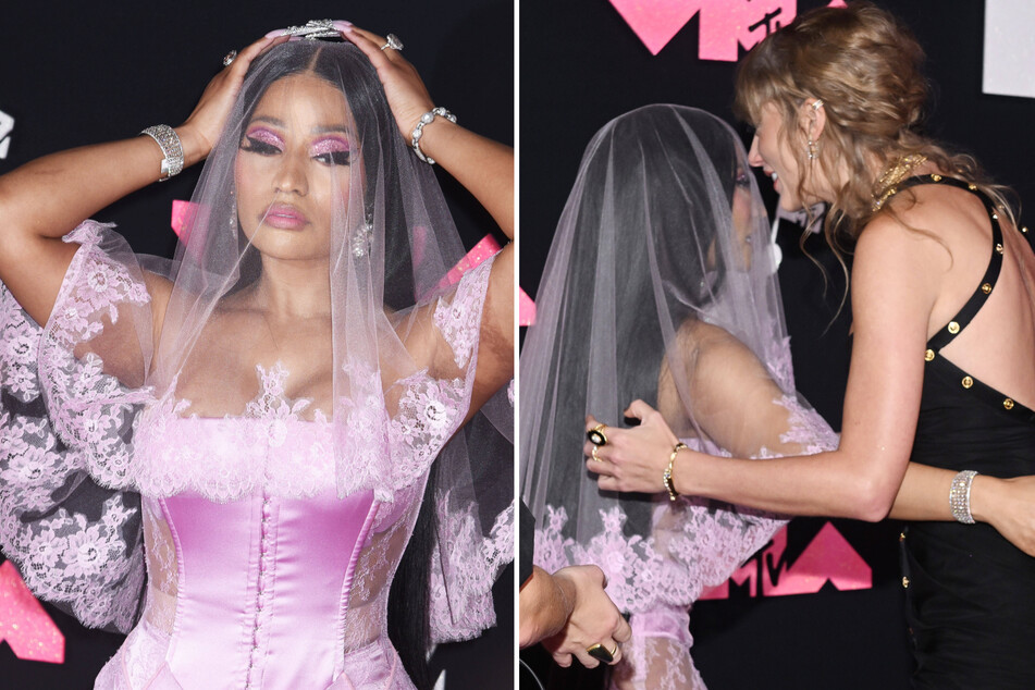 Nicki Minaj (l) praised Taylor Swift in a new series of tweets about the pop star's massive success with her vinyl sales.