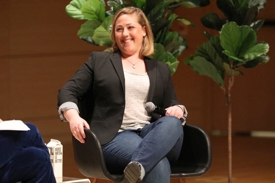 Sarah Longwell speaking at the Teen Vogue Summit 2018 in New York City on June 2, 2018.