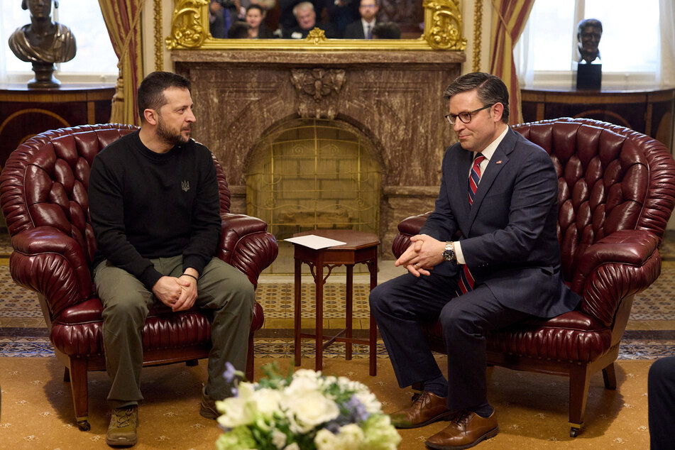 House Speaker Mike Johnson continues to oppose approving more military aid for Ukraine despite meeting with Zelensky on Tuesday.