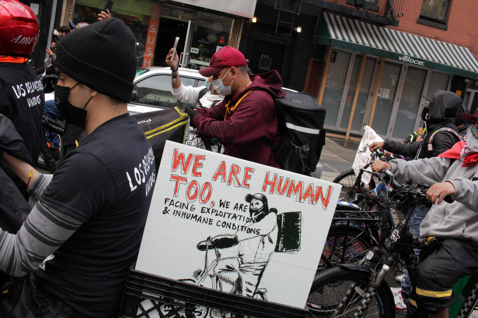 Many delivery workers in NYC are undocumented, which means they do not have access to unemployment benefits, forcing them to work through the pandemic.