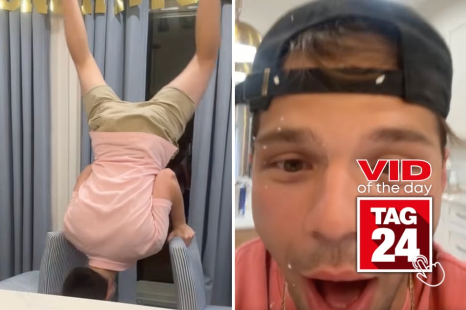 Viral Video of the Day for July 13, 2026: Man's birthday party handstand ends with him crashing into dinner table