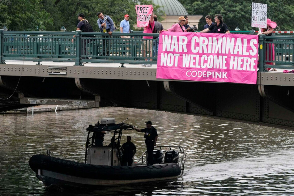 CODEPINK will float a "War Criminals Are Not Welcome Here" message in the Chicago River on Sunday ahead of the DNC.