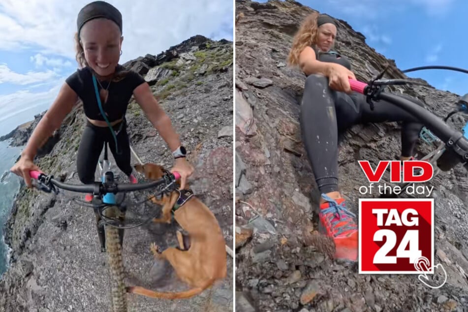Viral Video of the Day for March 12, 2026: Woman nearly tumbles down mountain while greeting her dog