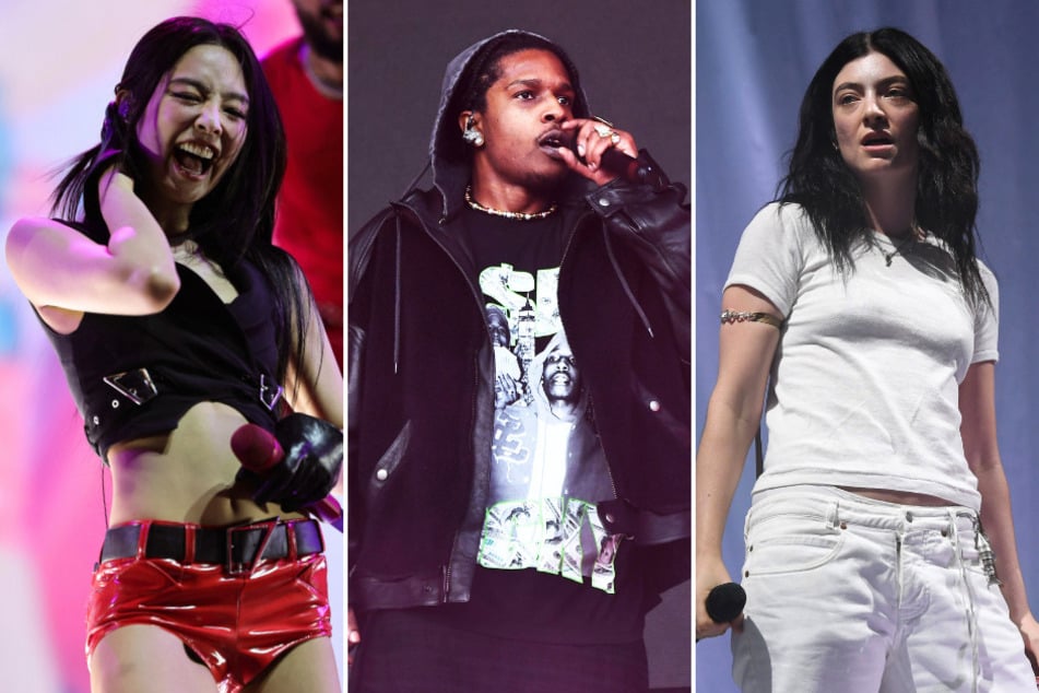The Governors Ball 2026 lineup features (from l. to r.) JENNIE, A$AP Rocky, Lorde, and more performing June 5-7 at Flushing Meadows Corona Park in NYC.