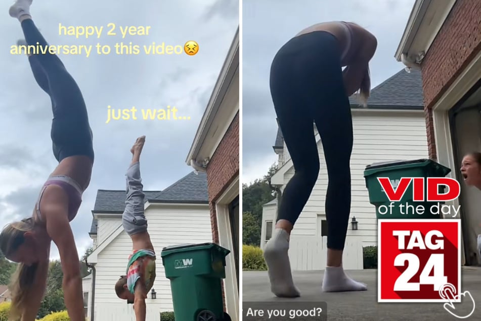 These girls were trying to do handstands when one took a painful tumble, landing right on a cockroach in the process! Luckily, her ankle wasn't broken! 