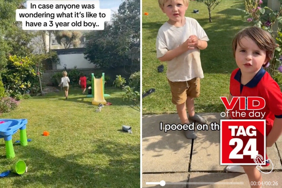 Viral Video of the Day for December 8, 2023: Son poops on the grass for hilarious reason