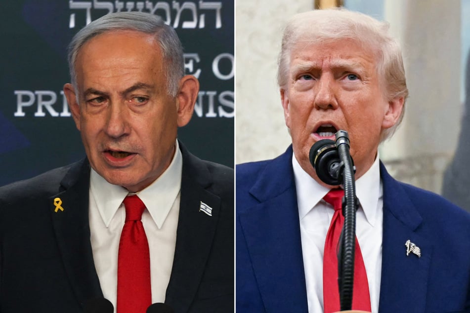 President Donald Trump (r.) said Wednesday he had told Israeli Prime Minister Benjamin Netanyahu to hold off striking Iran, saying it would be "inappropriate" amid talks on a nuclear deal.