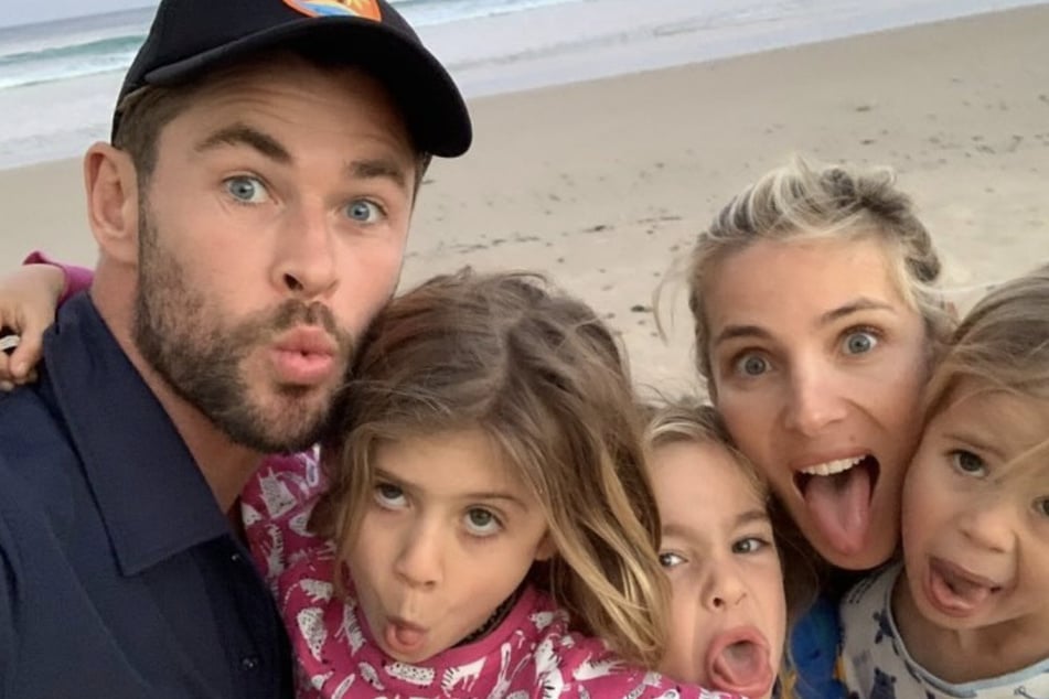 Chris Hemsworth (l.) opened up about an embarrassing travel blunder with his son.
