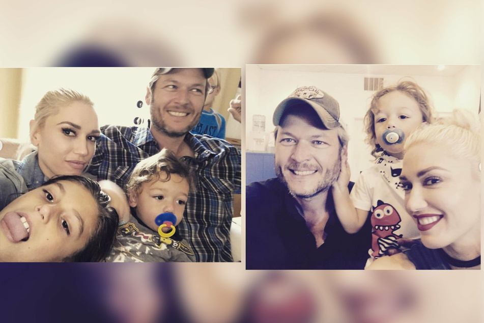 Gwen Stefani with Blake Shelton and Gwen's sons from her previous marriage to singer Gavin Rossdale .