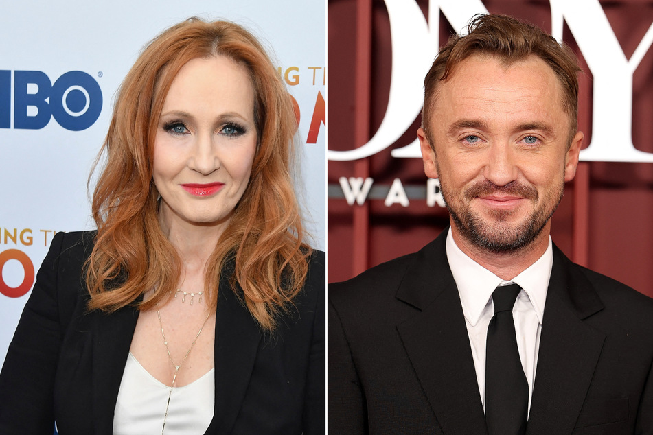 Tom Felton (r.) shared a message of support for JK Rowling despite the author's controversial comments on the transgender community at Sunday's Tony Awards.