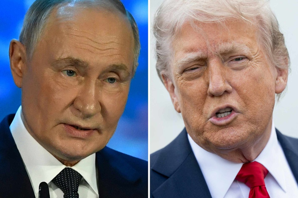 US President Donald Trump (r.) said Friday he was "very unhappy" about his telephone call with Vladimir Putin (l.) on the war in Ukraine, saying the Russian leader just wanted to "keep killing people."