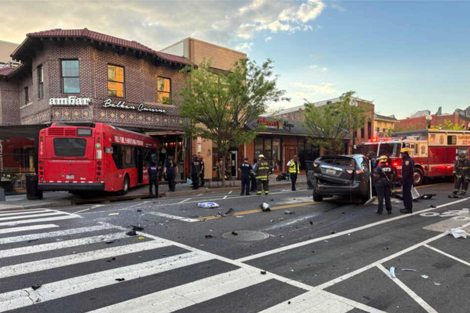 The bus had previously collided with a car.