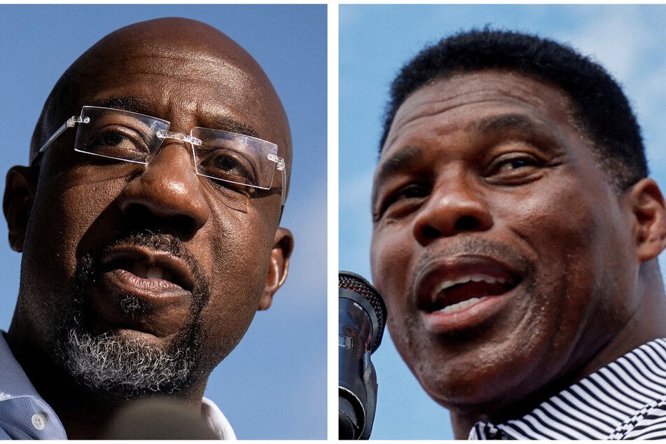 Democratic incumbent Raphael Warnock (l.) and Republican challenger Herschel Walker are set to go to a run-off in the Georgia Senate race.