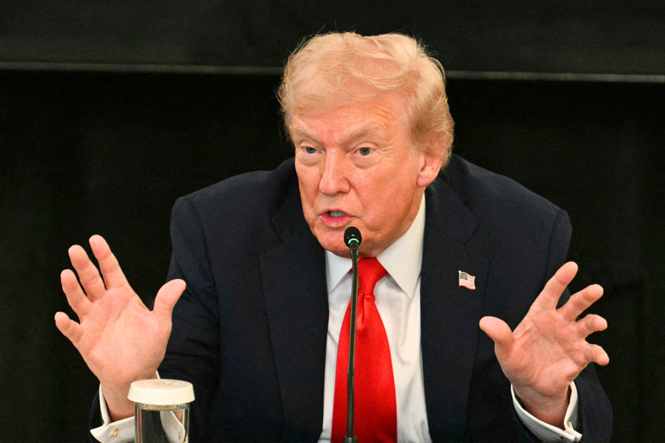President Donald Trump speaks during a roundtable about Antifa in the State Dining Room of the White House in Washington, DC, on October 8, 2025.