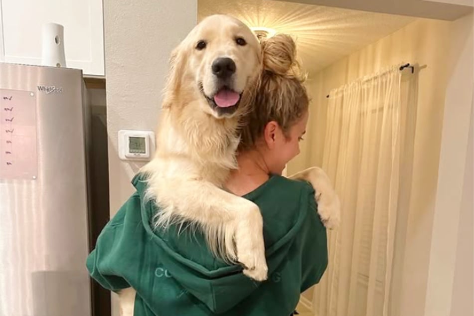 The four-legged friend and his owner Katy are inseparable.