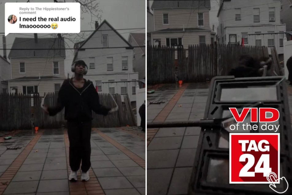 Today's Viral Video of the Day features a girl on TikTok whose jump roping got cut short by a falling basketball hoop!