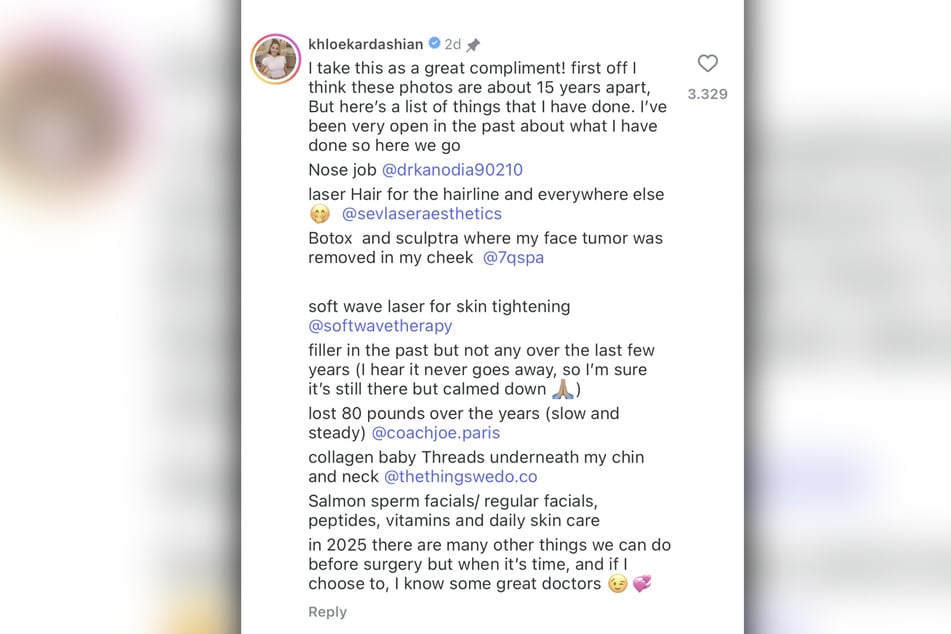 In an Instagram comment, Khloé Kardashian revealed exactly which procedures she has had done.