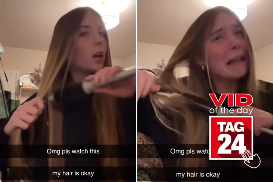 Viral Video of the Day for January 22, 2026: Girl panics after hair gets stuck in straightening brush