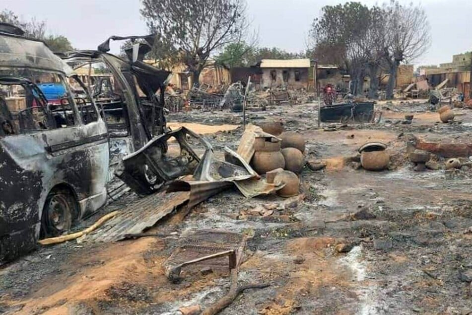 A destroyed livestock market area in al-Fasher, the capital of Sudan's North Darfur state.