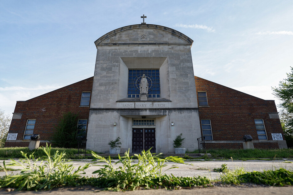 The exterior of the shuttered St. Mary of the Assumption Catholic Church, where Pope Leo XIV, Robert Francis Prevost, used to attend while growing up, is seen in Dolton, Illinois, on May 9, 2025.