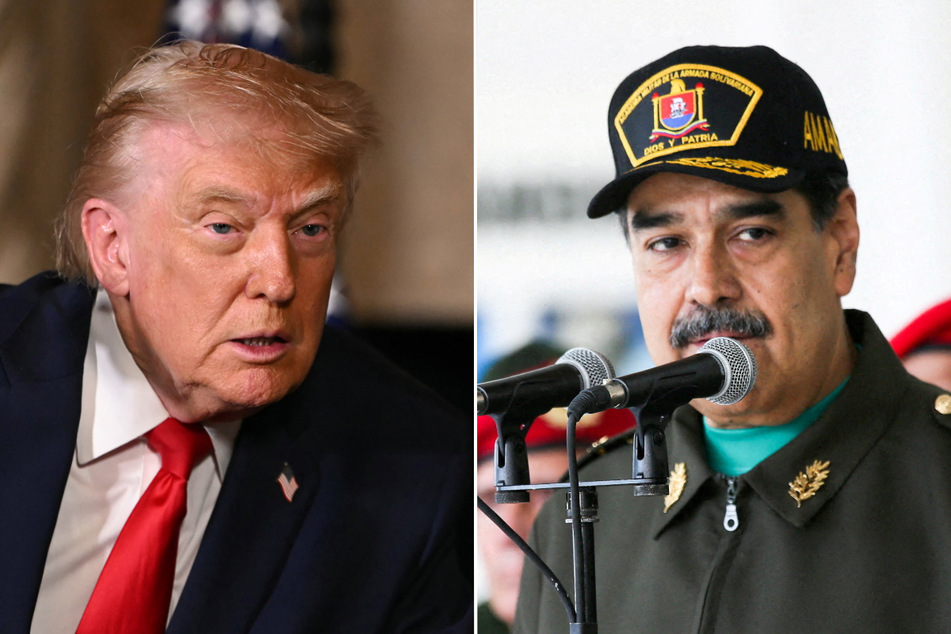 Venezuela's President Nicolas Maduro (r.) refused to address questions about a US strike on his country's territory, but said he was read to talk to Donald Trump.