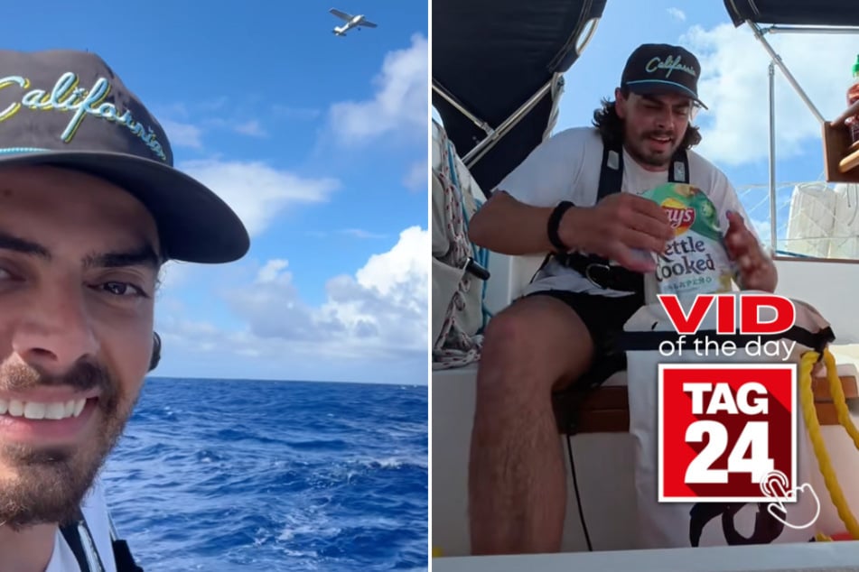 Viral Video of the Day for May 26, 2025: Solo sailor and his cat get epic plane-drop surprise!