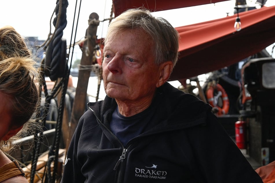 Captain Bjorn Ahlander is pictured on board the Draken Harald Harfagre as the ship is docked outside Oslo Opera on August 14, 2026.