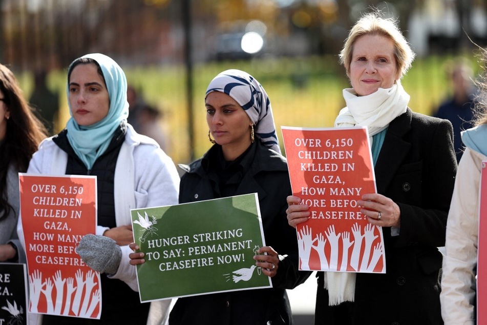 Sex and the City star Cynthia Nixon joins hunger strike for Gaza outside White House