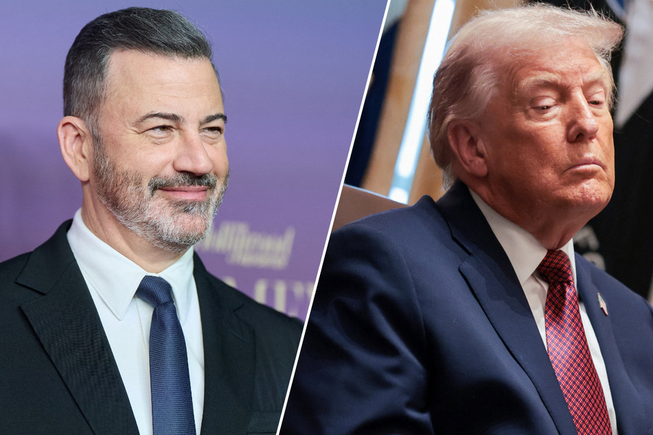 Host Jimmy Kimmel (l.) had his contract with ABC renewed as he continued his feud with President Donald Trump.
