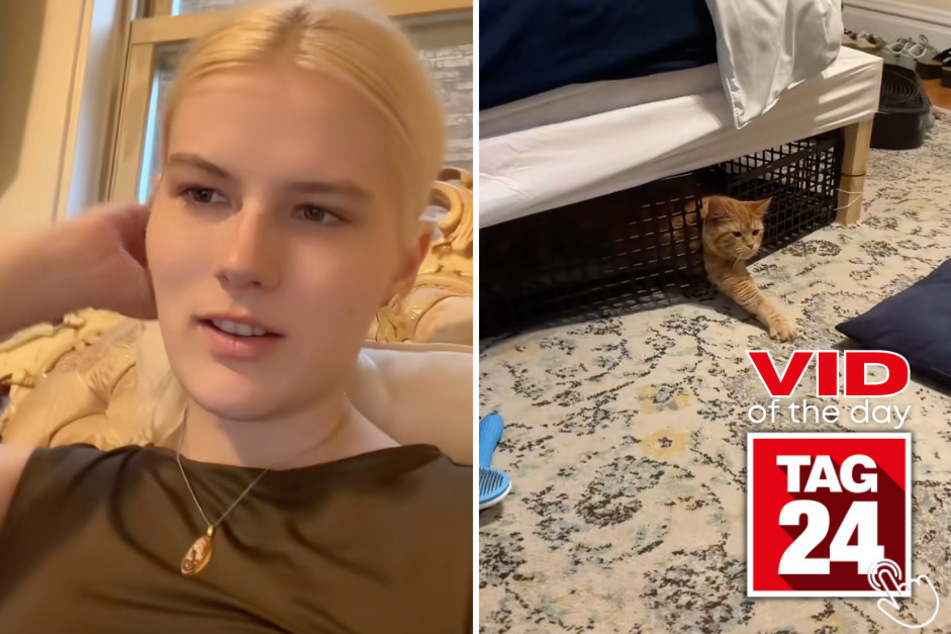 Lucy's cat is terrified of storms – but she has a funny way of coaxing her out from her hiding spot!