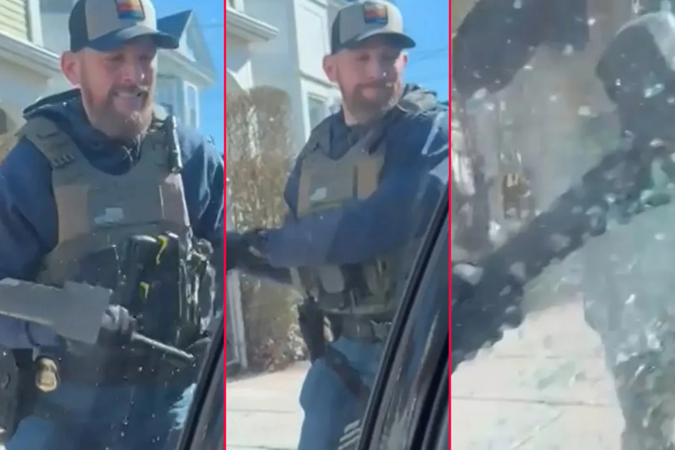 ICE agents were filmed smashing a car window while trying to arrest a Guatemalan man who was calmly sitting inside with his wife.