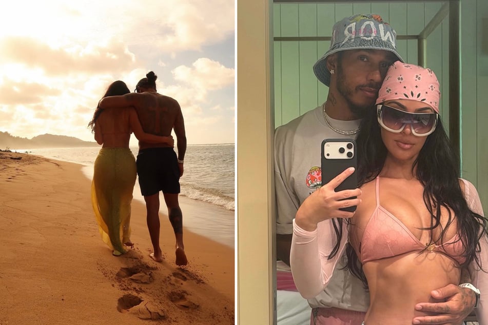 Kim Kardashian (r) and Lewis Hamilton looked lovey‑dovey on their vacay to Hawaii!